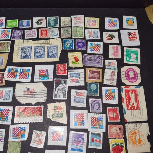 Vintage International Stamp Lot (F1) -Mixed On/Off Paper -US, Netherlands, Spain