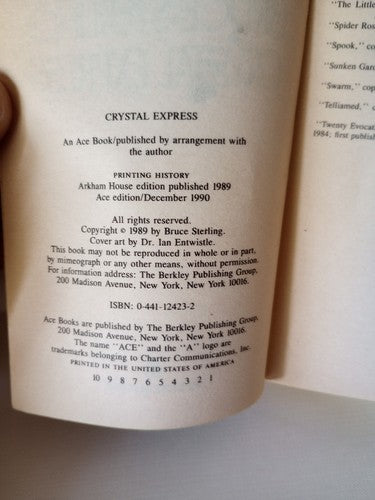 BRUCE STERLING : Crystal Express -1990 1st ACE EDITION -VG