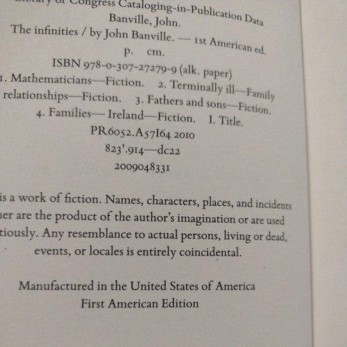 The Infinities by John Banville (2010, Hardcover book