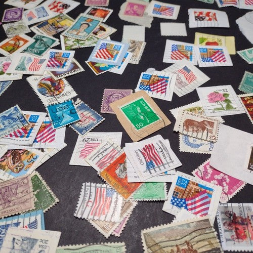 Vintage International Stamp Lot (A1) -Mixed On/Off Paper (US, Spain, Canada, +)