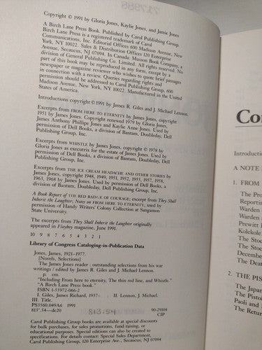 The James Jones Reader: Outstanding Selections Edited By James Giles -1991 -HCDJ