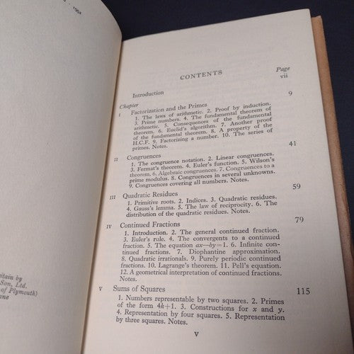 The Higher Arithmetic by H. Davenport -Hardcover -1952 -1st Publishing vg