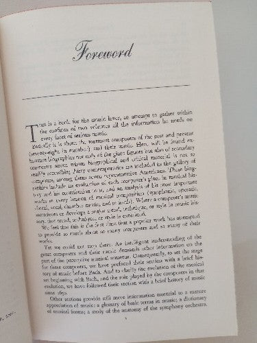Encyclopedia of the Great Composers and Their Music by Milton Cross Vol. 1 1962