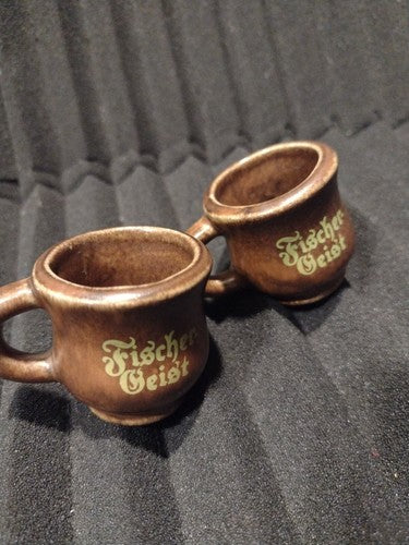 Fischergeist Drinking Cups, Stoneware Germany lot of 2 Vintage