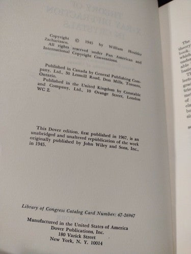 Theory Of X-ray Diffraction In Crystals, William H. Zachariasen (1967) ..