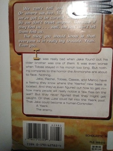 Lot of 4 Animorphs Novels, K.A. Applegate