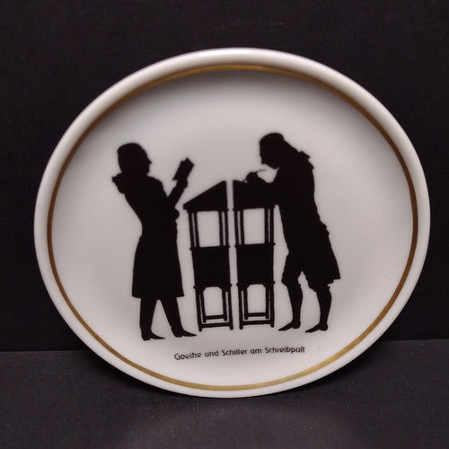 Weimar Germany Porcelain Decorative Plate, "Goethe Und Schiller Am Shreibpult"