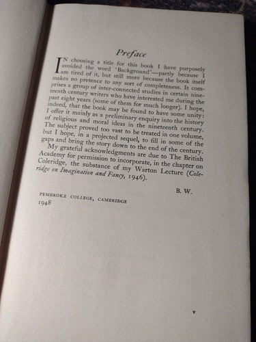 Nineteenth Century Studies: Coleridge to Matthew Arnold by Basil Willey 1949 HC