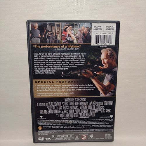 Gran Torino (DVD, 2009, Widescreen) like new Clint Eastwood