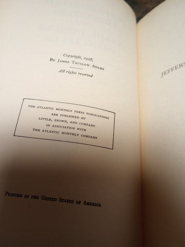 Jeffersonian Principles and Hamiltonian Principles by James Truslow Adams -1932