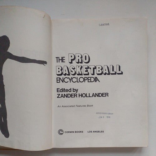 The Pro Basketball Encyclopedia Hardcover Zander Hollander 1977
