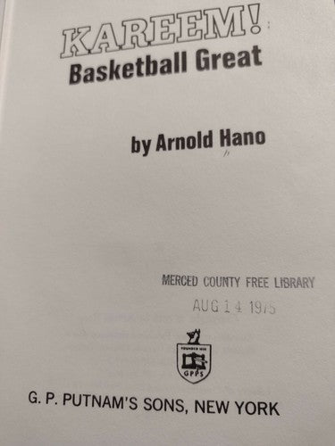 Kareem! Basketball Great, Arnold Hano (1975) 1st edition