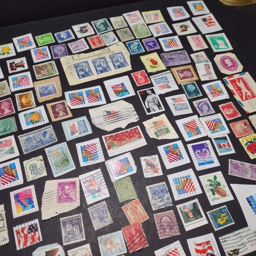 Vintage International Stamp Lot (F1) -Mixed On/Off Paper -US, Netherlands, Spain