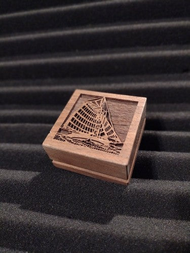 Vintage Lasercraft Paperweight, Galleon Design, Walnut