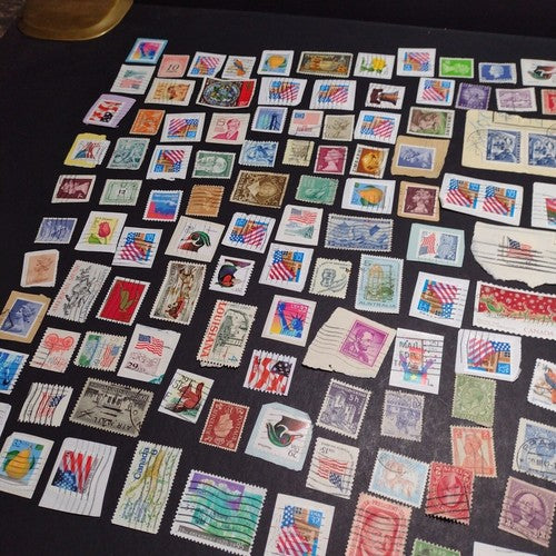 Vintage International Stamp Lot (F1) -Mixed On/Off Paper -US, Netherlands, Spain