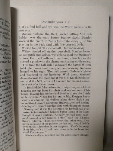 One Strike Away: The story of the 1986 Red Sox by Dan Shaughnessy -HCwDJ -1987