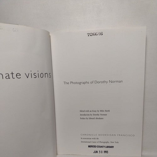 Intimate Visions: The Photography Of Dorothy Norman first Edition ppbk illustrat