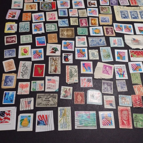 Vintage International Stamp Lot (F1) -Mixed On/Off Paper -US, Netherlands, Spain