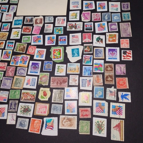 Vintage International Stamp Lot (I1) -Mixed On/Off Paper (US, Spain, Zimbabwe +)