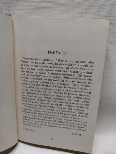 Pérez Galdós: Mariucha Comedia En Cinco Actos By S. Griswold Morley -Signed 1921