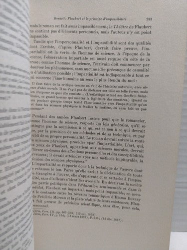 Gustave Flaubert Et Le Principe D'Impassibilité Par Marianne Bonwit - 1950 - PB.