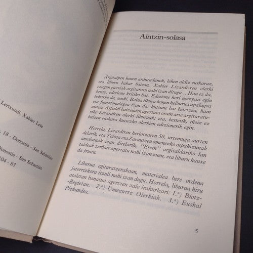 Olerkiak Xabier Lizardi, Xabier Lizardi -Hardcover -1983 -Basque Poetry