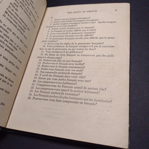French Phrases and Questions by Moritz Levi -Hardcover -1920 -Vintage French Lit