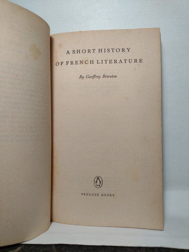 A Short History Of French Literature By Geoffrey Brereton -1965 reprint -PB