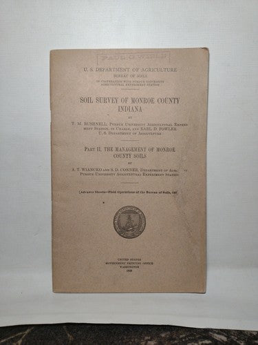 Soil Survey Of Monroe County: Part 2 By T.M. Bushnell -1928 Print -Soil Science