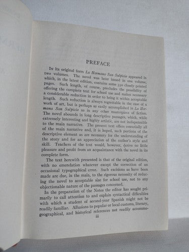 Palacio Valdés: La Herman San Sulpicio Edited By J. M. Hill -1925 -HCnoDJ -Illus