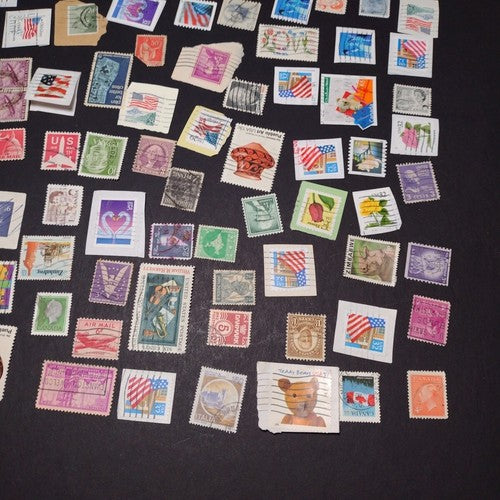 Vintage International Stamp Lot (E1) -Mixed On/Off Paper (US, Italy, Zimbabwe +)