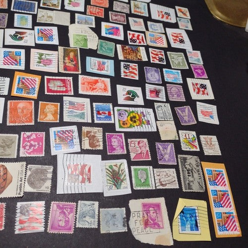 Vintage International Stamp Lot (G1) -Mixed On/Off Paper (US, Spain, Canada, +)