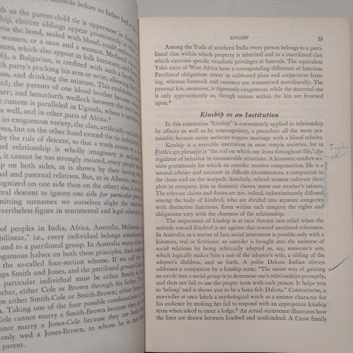 Social Organization by Robert H. Lowie - 1948 Hardcover no dj - Rinehart & Co.