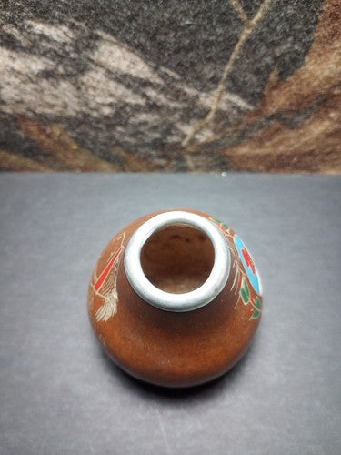 ARGENTINA Yerba Mate Art Dried Tea Cup  Gourd  Carved Handmade 1990’s 3 5/8”