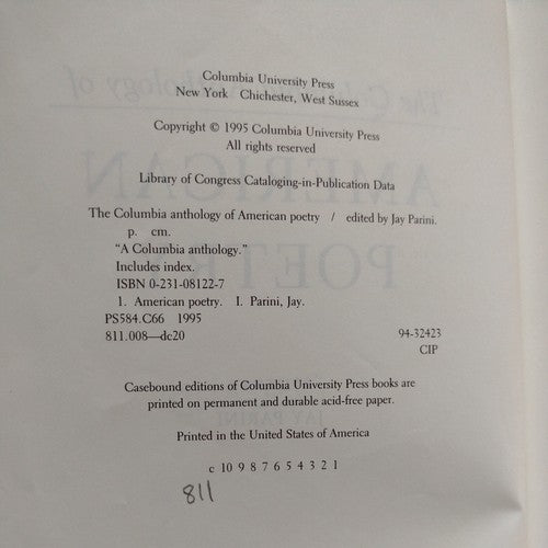 The Columbia Anthology of American Poetry by Jay Parini (1995, Hardcover).