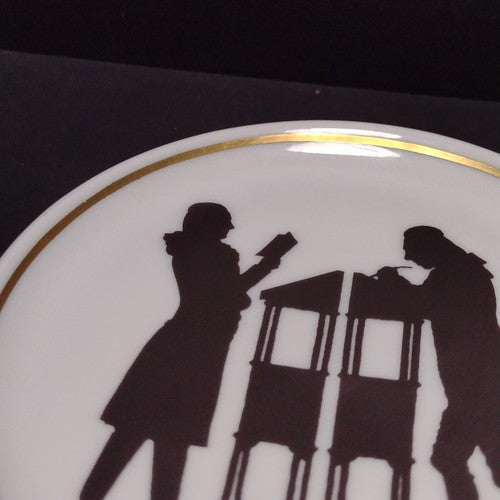 Weimar Germany Porcelain Decorative Plate, "Goethe Und Schiller Am Shreibpult"