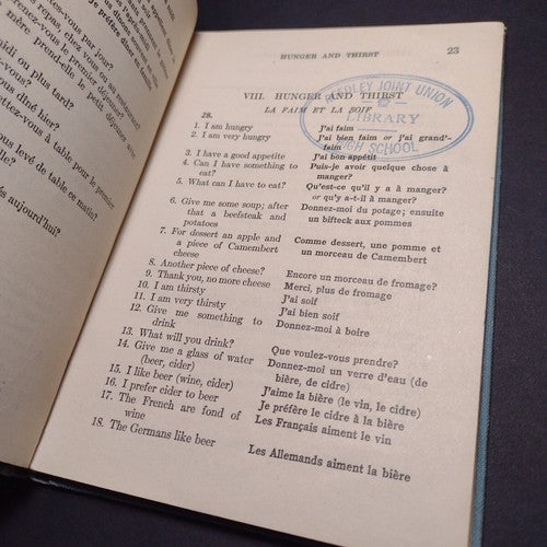 French Phrases and Questions by Moritz Levi -Hardcover -1920 -Vintage French Lit