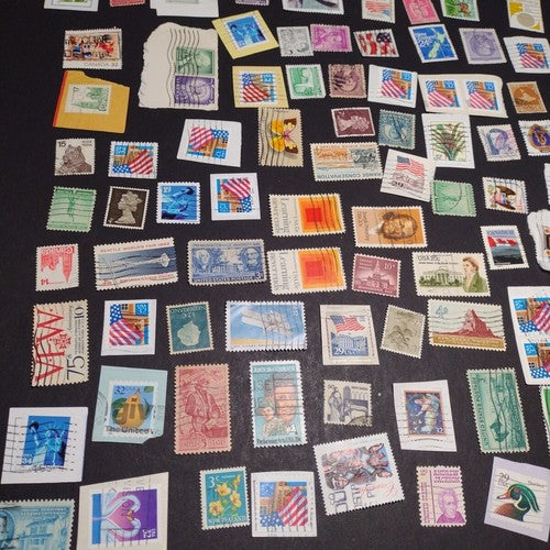 Vintage International Stamp Lot (B1) -Mixed On/Off Paper (US, CANADA, GERMANY +)