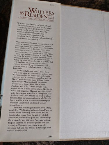 Writers in Residence : American Authors at Home by Glynne R. Betts (1981,...
