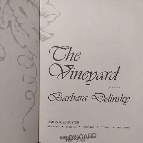 The Vineyard by Barbara Delinsky (2000, Hardcover) first Edition