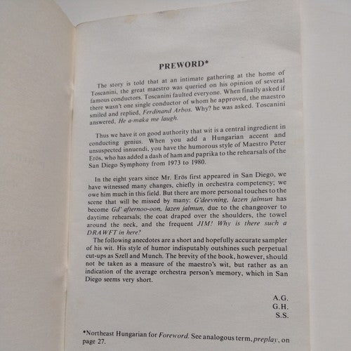 In Rehearsal With Peter Erös By Alice Goodkind -1980 -Signed Paperback