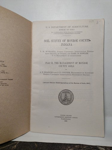 Soil Survey Of Monroe County: Part 2 By T.M. Bushnell -1928 Print -Soil Science