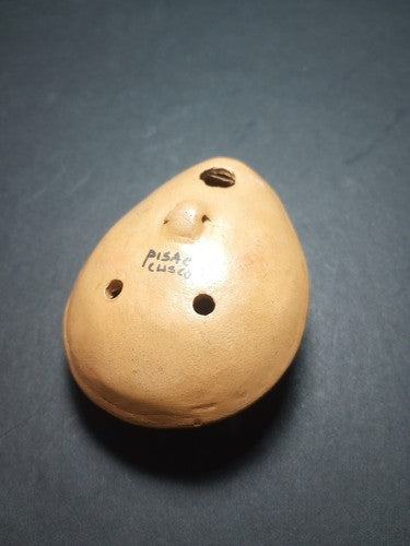 Pisac Cusco Hand Painted Ocarina, 4"Traditional Design Crafted From Clay