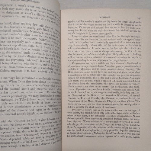 Social Organization by Robert H. Lowie - 1948 Hardcover no dj - Rinehart & Co.