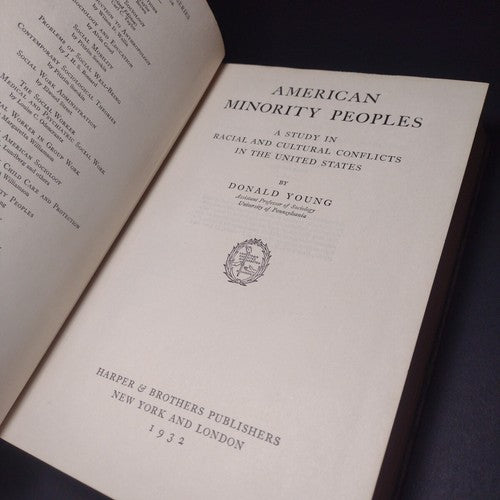 American Minority Peoples by Donald Young -Hardcover -1932 -First Edition