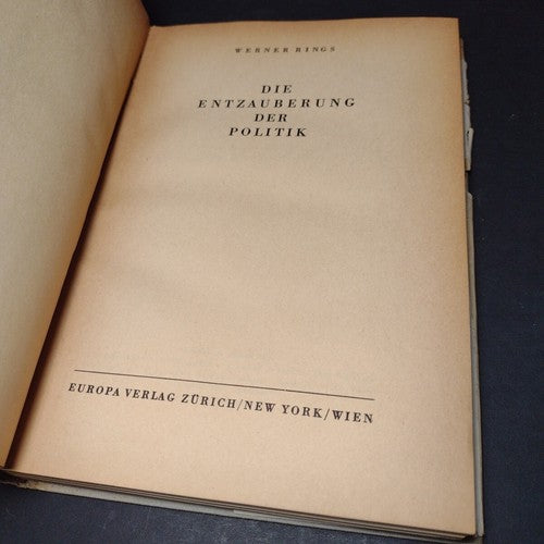 Werner Rings Die Entzauberung Der Politik -1947 -Hardcover -German Politics