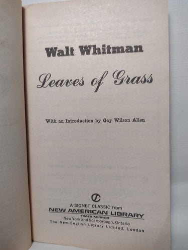 Leaves Of Grass By Walt Whitman -1954 -Trade PB -14th Print -Classic Poetry