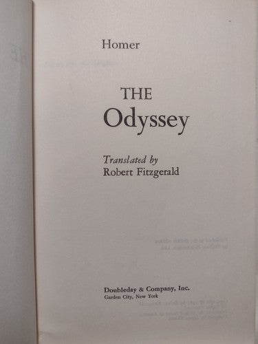 The Odyssey By Homer -1961 -HCnoDJ -Doubleday -Literary Classics