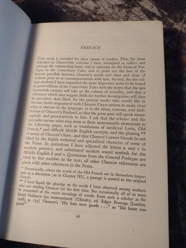 A Commentary on the General Prologue to the Canterbury Tales -Hardcover -1948
