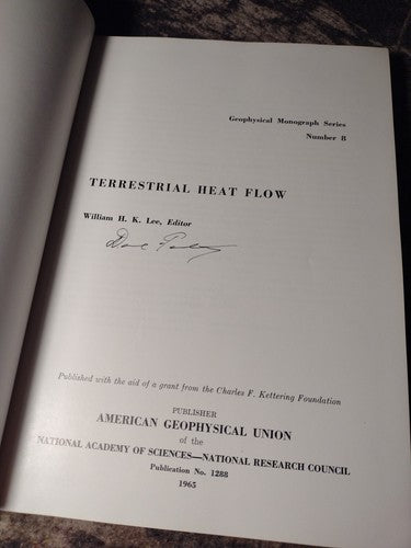Terrestrial Heat Flow by William Lee -Hardcover -1965 -Vintage Earth Science